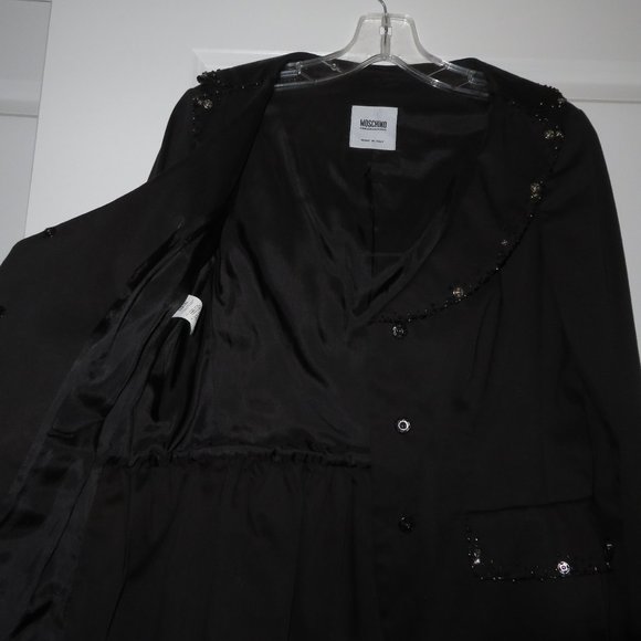MOSCHINO CHEAP AND CHIC Black Fitted Studded Peplum Blazer - Picture 9 of 16